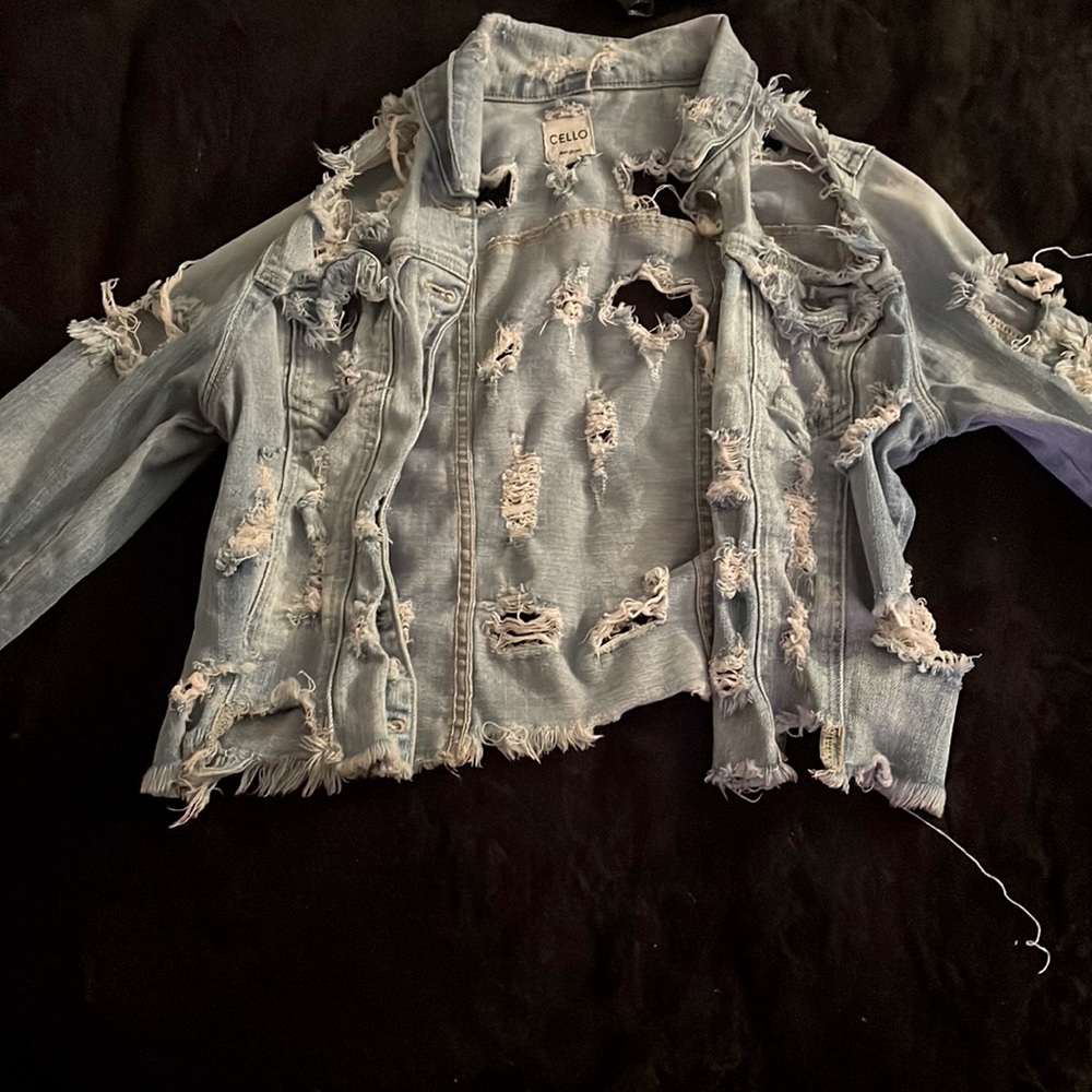 Light Blue Shredded Jean Jacket